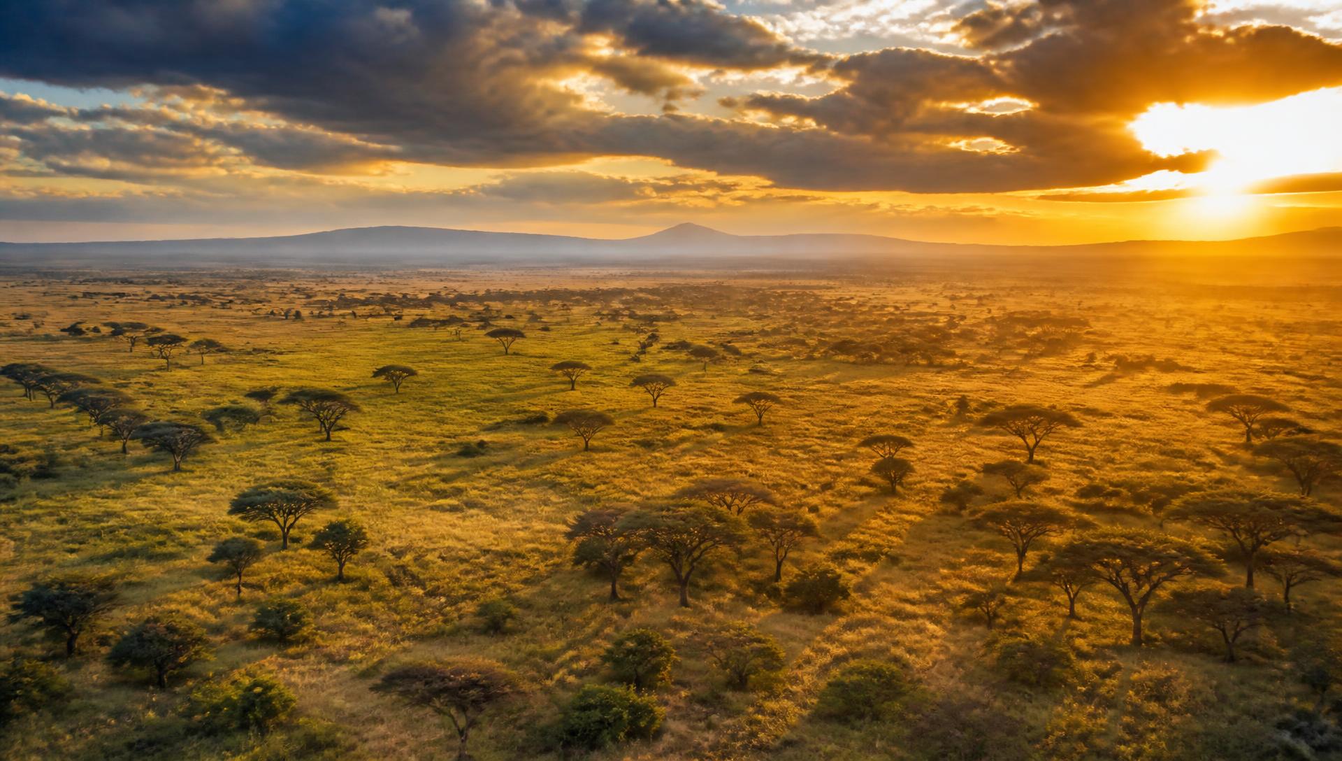 Serengeti savanna at golden hour